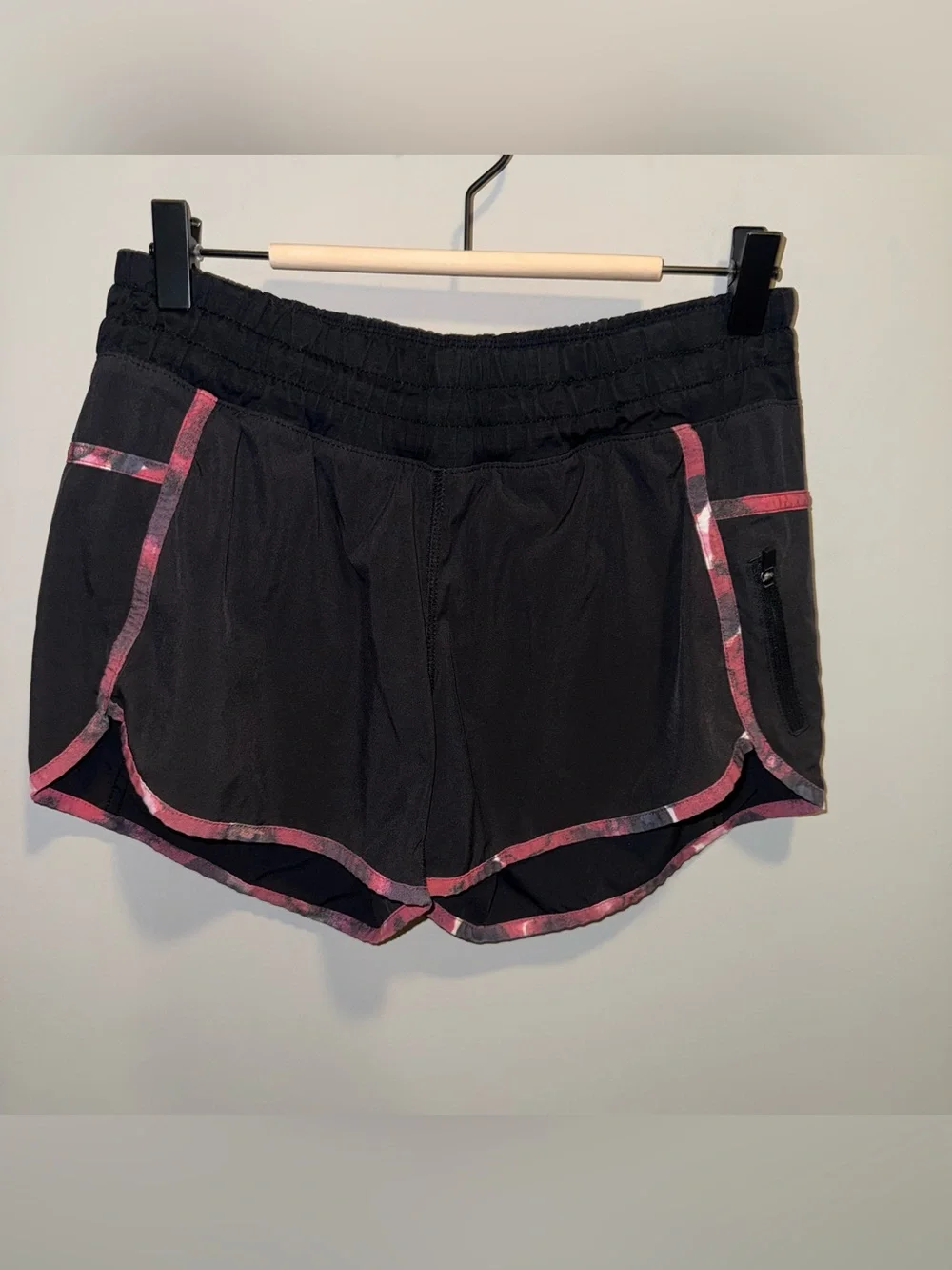lululemon athletica Black Athletic Running Shorts with Pink Trim
